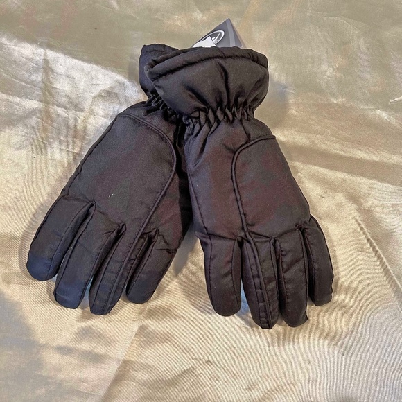 GLOVES, WINTER INSULATED, WATER RESISTANT, BLACK, SIZE M/L, by ATHLETIC WORKS, - Picture 2 of 3